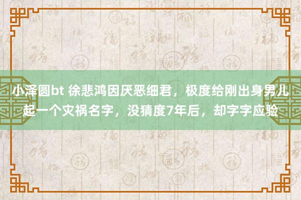 小泽圆bt 徐悲鸿因厌恶细君，极度给刚出身男儿起一个灾祸名字，没猜度7年后，却字字应验