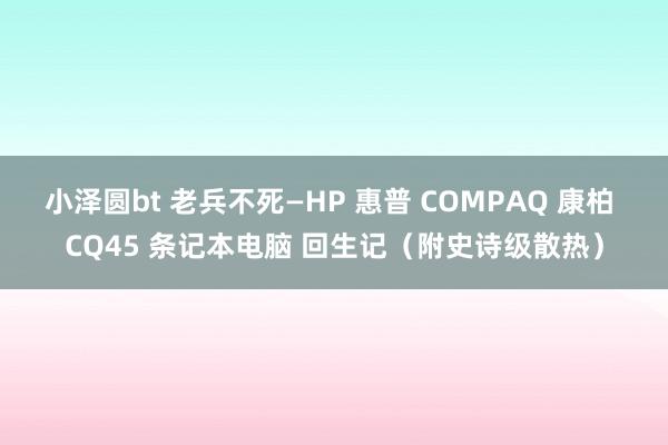 小泽圆bt 老兵不死—HP 惠普 COMPAQ 康柏 CQ45 条记本电脑 回生记（附史诗级散热）
