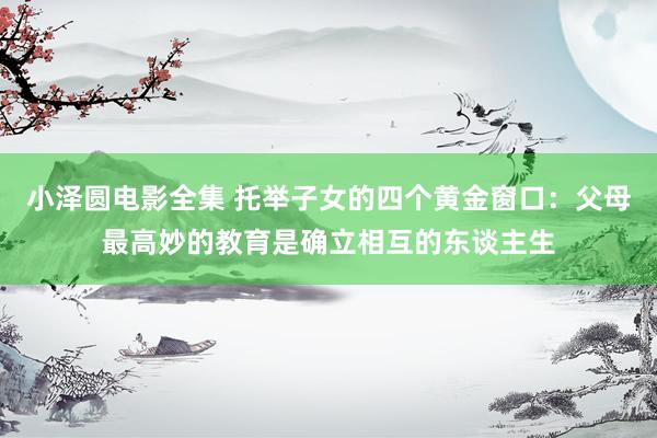 小泽圆电影全集 托举子女的四个黄金窗口：父母最高妙的教育是确立相互的东谈主生