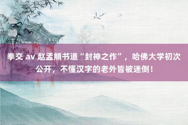 拳交 av 赵孟頫书道“封神之作”，哈佛大学初次公开，不懂汉字的老外皆被迷倒！